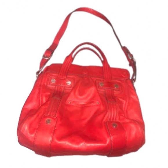 B Makowsky Soft Red Leather Handbag / Shoulder Bag - Picture 2 of 7